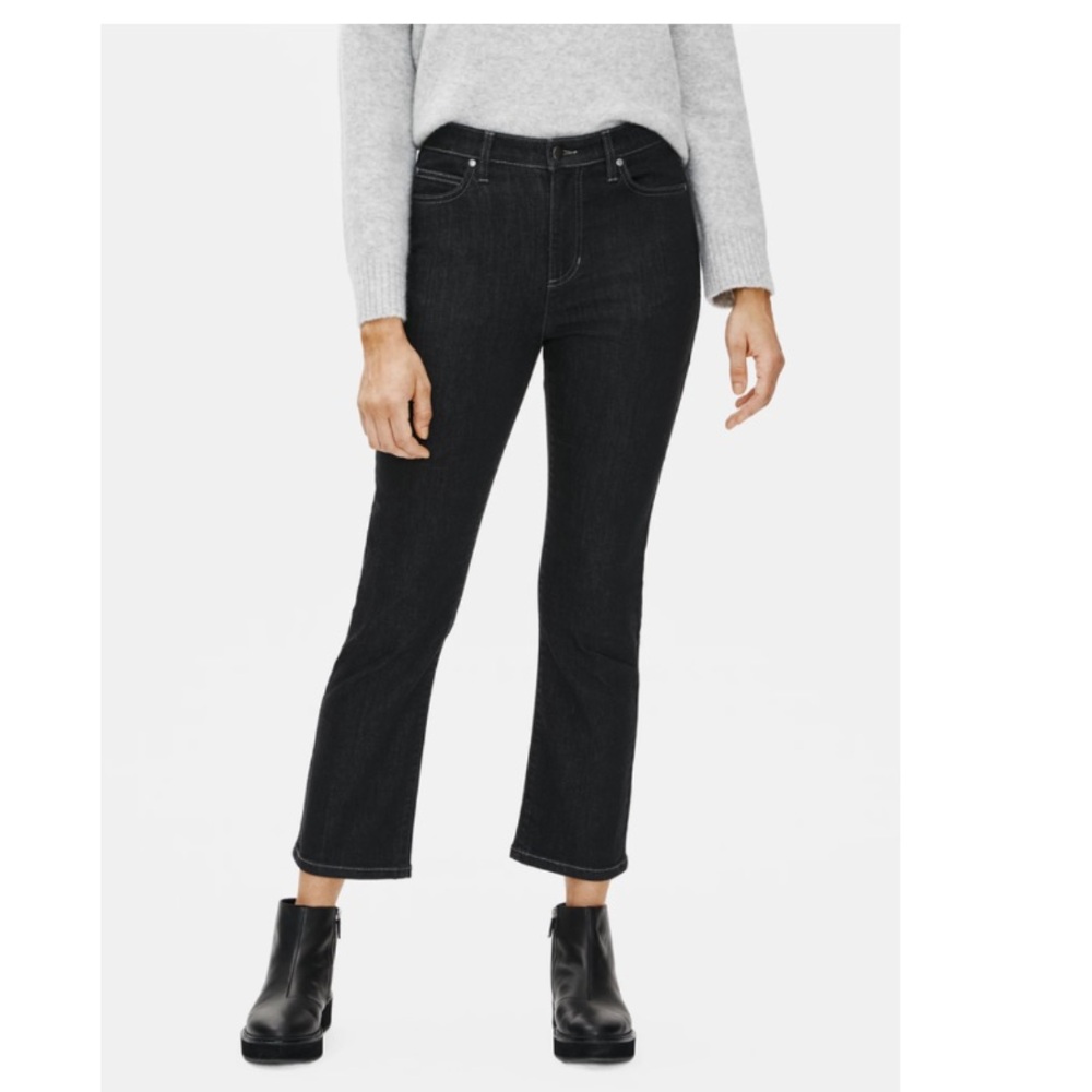 Eileen Fisher Organic Cotton Size 8 Dark Wash Black Denim